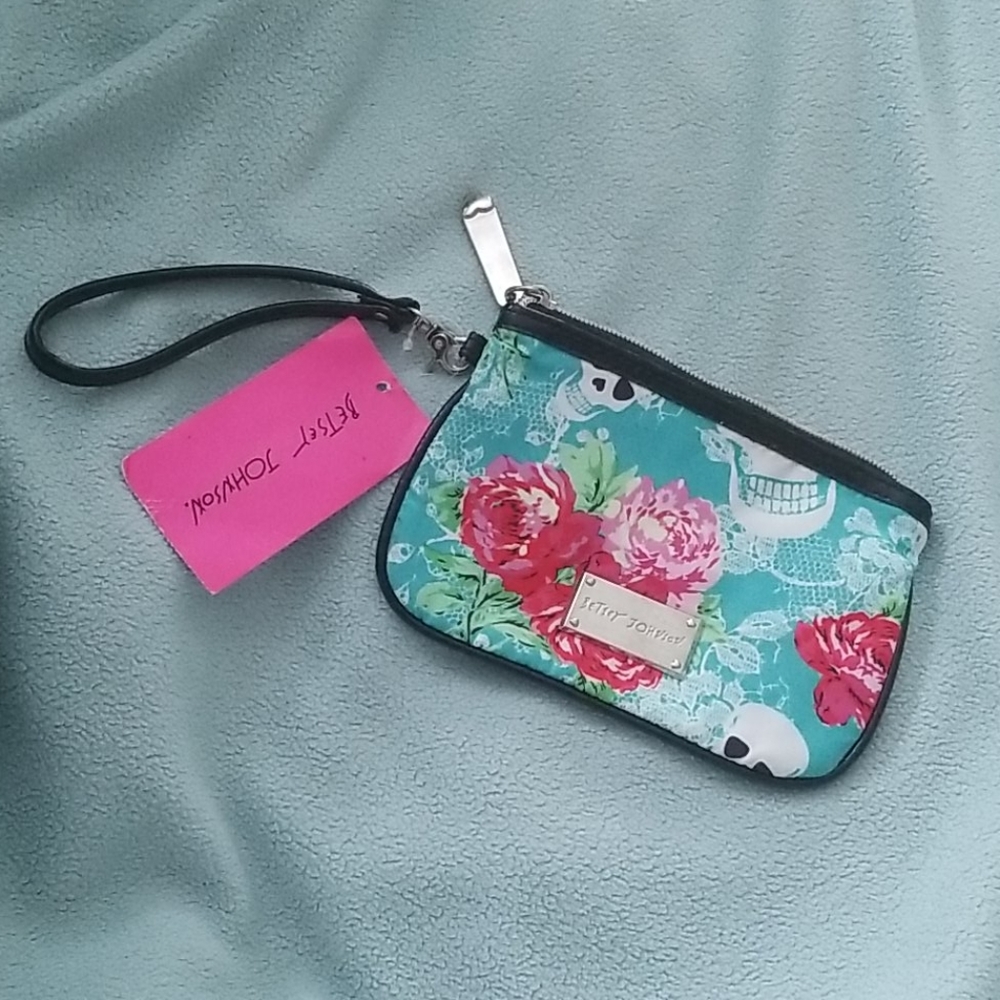 Betsey Johnson skulls and lace wristlet